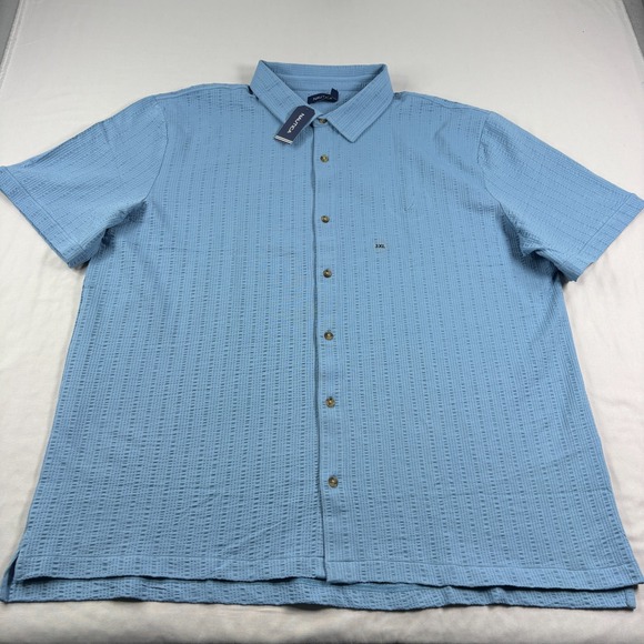 Nautica Other - Nautica Shirt Mens 3XL Blue Seersucker Button Up Stretch Casual Camp NEW